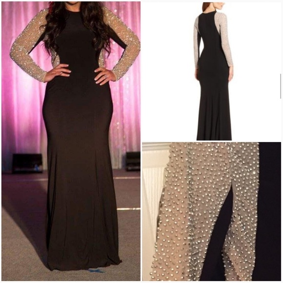 xscape caviar beaded dress
